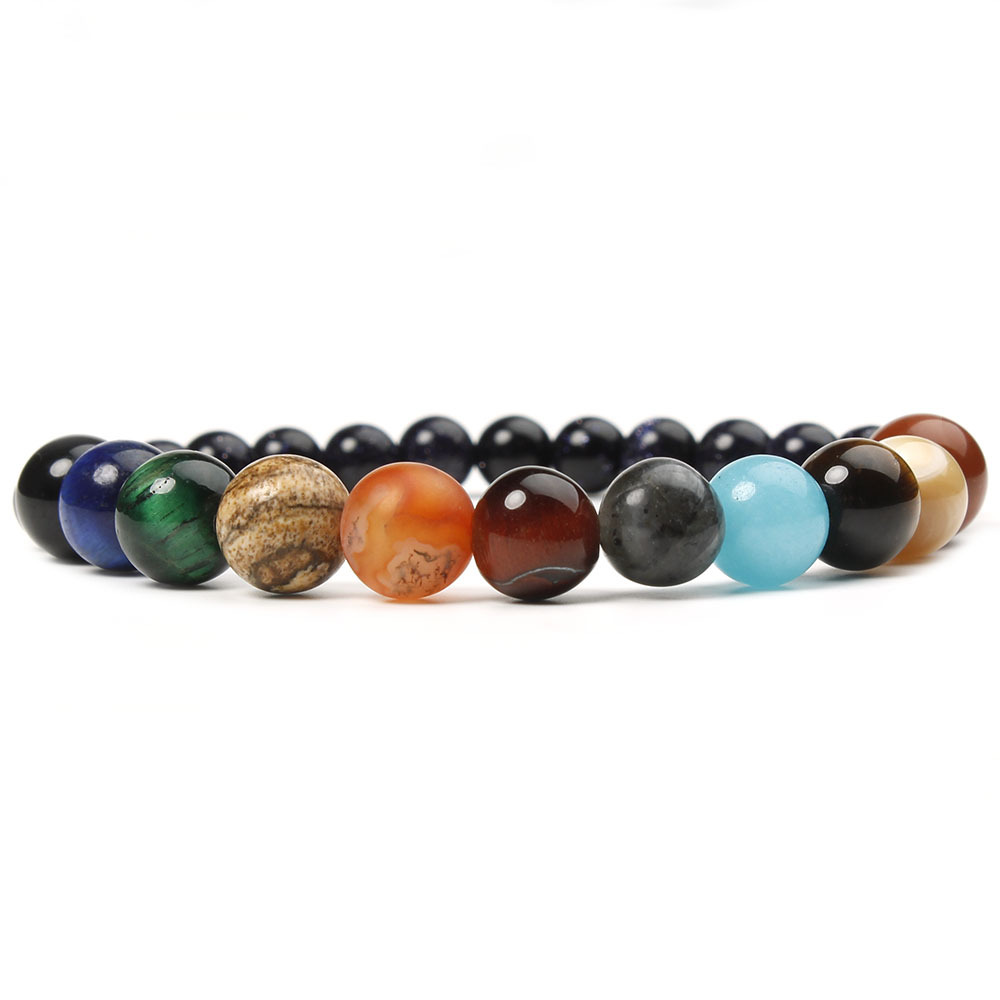 Eight Planets Bead Bracelet Men Natural Stone Universe Yoga Solar Chakra Bracelet for Women Men Jewelry Gifts Drop Shipping