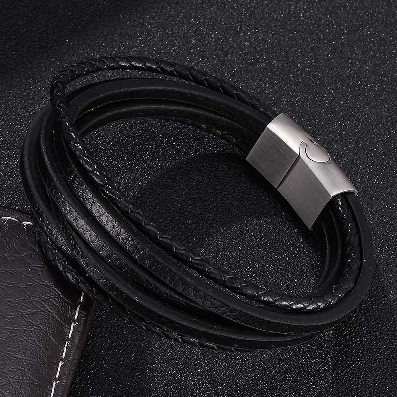 Charm Bracelets Black/Brown Multiple Leather Rope Men Women Trendy Jewelry Stainless Steel Magnetic Buckle Handmade Bracelet Bangles
Charm Bracelets Black/Brown Multiple Leather Rope Men Women Trendy Jewelry Stainless Steel Magnetic Buckle Handmade Bracelet Bangles