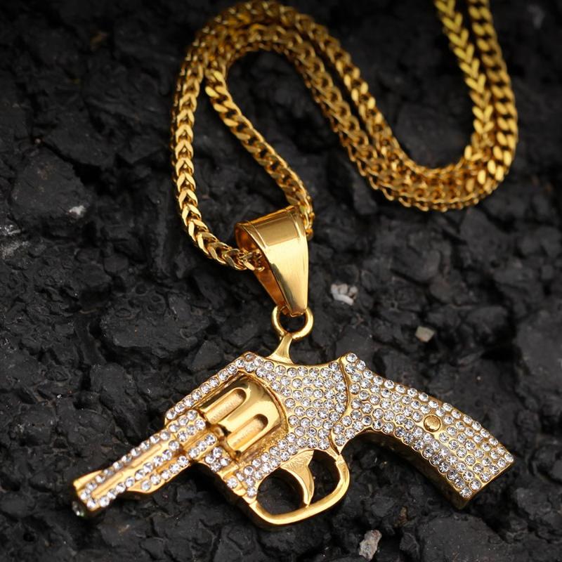 Gun Iced Out Necklace Pendant Chain Charm Gold Cubic Zircon Men's Hip hop Jewelry For Gift
Gun Iced Out Necklace Pendant Chain Charm Gold Cubic Zircon Men's Hip hop Jewelry For Gift