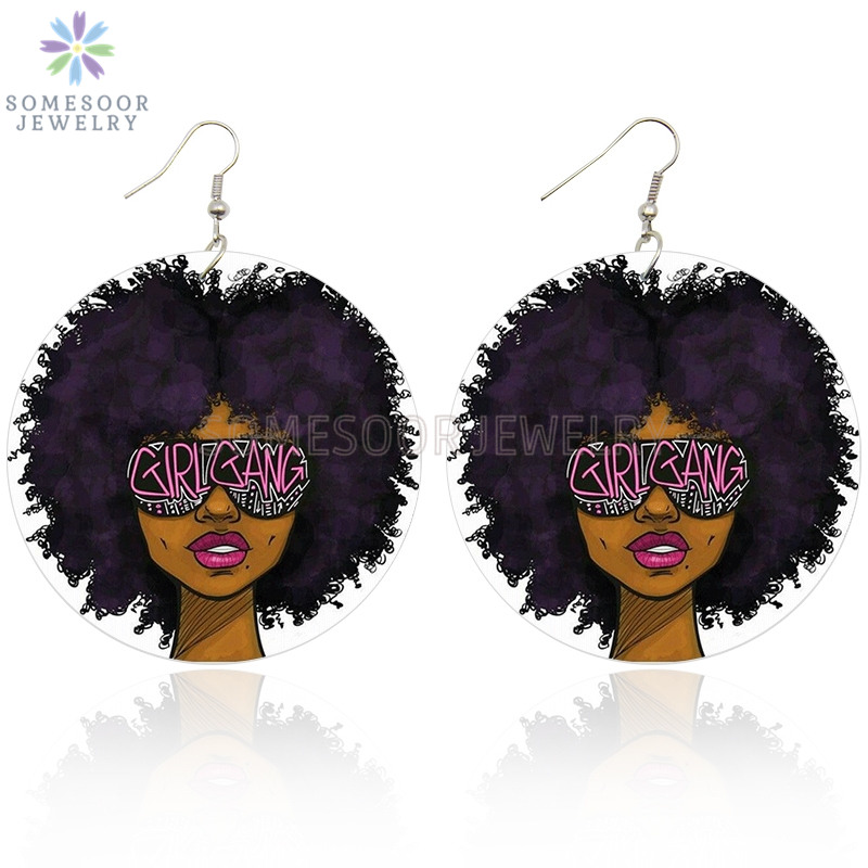 SOMESOOR Black Girl GANG Afro Curly Hair Wooden Drop Earrings Double Sides Print African Dope Wood Dangle Jewelry For Women Gift
SOMESOOR Black Girl GANG Afro Curly Hair Wooden Drop Earrings Double Sides Print African Dope Wood Dangle Jewelry For Women Gift