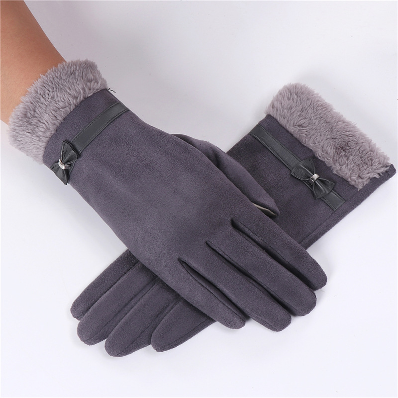 Womens TouchFashionable Gloves Screen Suede Glove Winter Double Layer Furry Mittens Warm Bowknot Decor Outdoor
Womens TouchFashionable Gloves Screen Suede Glove Winter Double Layer Furry Mittens Warm Bowknot Decor Outdoor