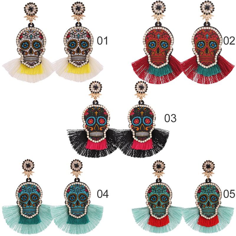 Fashion Dangle Tassel Earrings For Women Multicolored Skull Pendant Fringed Drop Earrings Wedding Party Valentine's Day Gifts, As pic
Fashion Dangle Tassel Earrings For Women Multicolored Skull Pendant Fringed Drop Earrings Wedding Party Valentine's Day Gifts, As pic