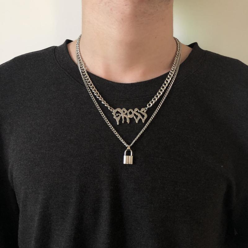 punk cross Letter Tag chain necklace square lock necklace women men metal padlock chains hip hop cool jewelry gifts
punk cross Letter Tag chain necklace square lock necklace women men metal padlock chains hip hop cool jewelry gifts