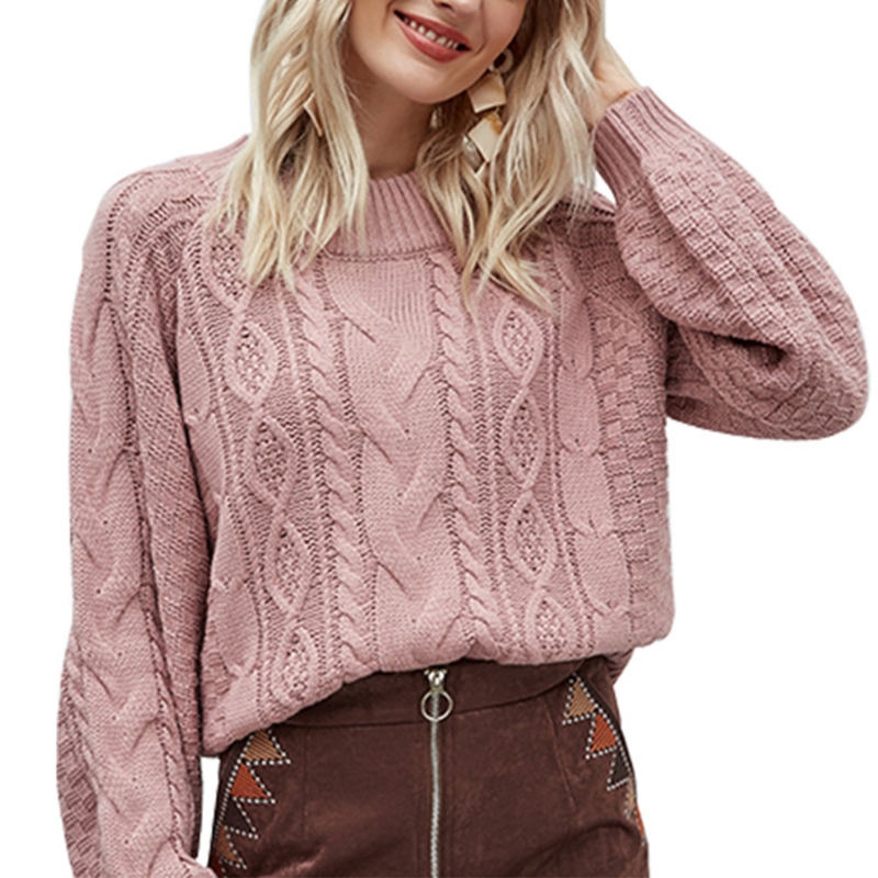 Women Long Sleeve O-Neck Sweater Chunky Twist Cable Knitted Pullover Tops Solid Color Casual Loose Basic Jumper Shirts, Pink
Women Long Sleeve O-Neck Sweater Chunky Twist Cable Knitted Pullover Tops Solid Color Casual Loose Basic Jumper Shirts, Pink