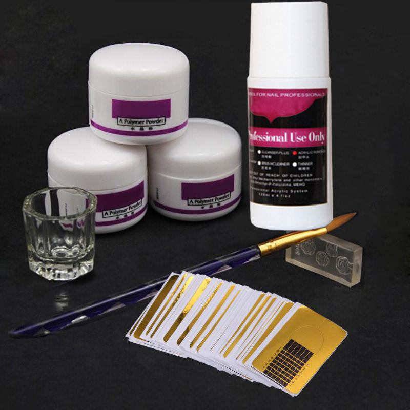 Acrylic Powder Acrylic Nail Kit 8Pcs/Set Crystal Nail Polymer For Nails Set For Manicure Need UV Lamp Art Brush