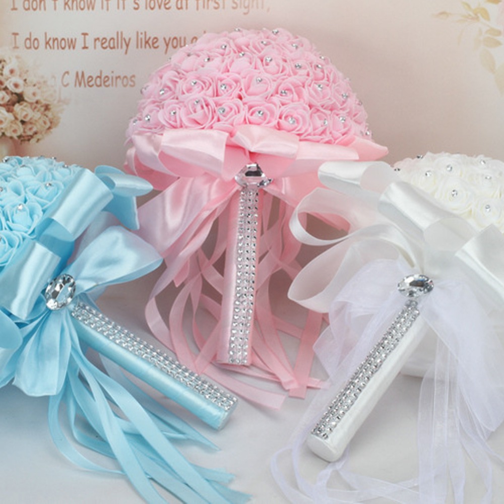 Handmade Rose Wedding Bridal Bouquet Beautiful Artificial Flower Foam Roses Bride Flower Wedding Party Accessory Wedding Bouquet