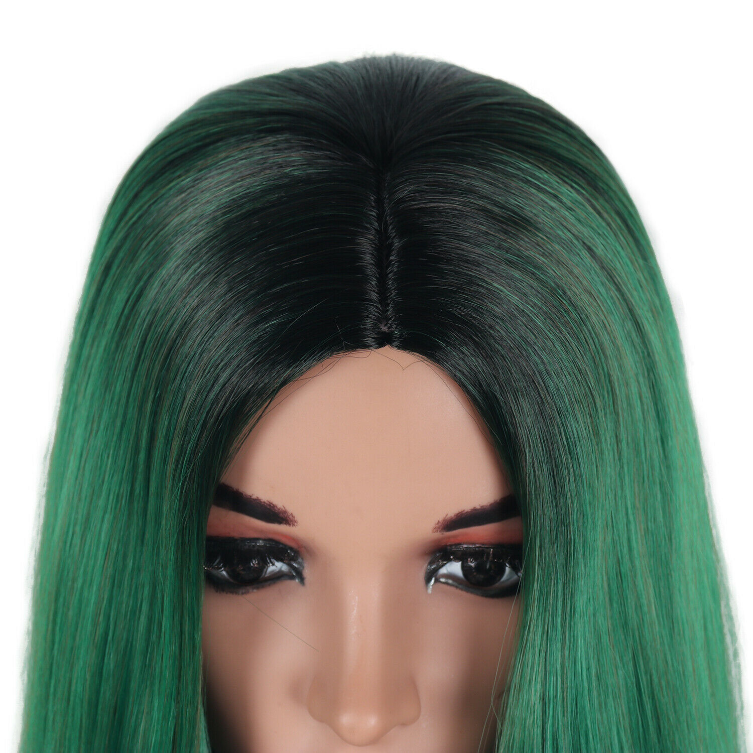 Natural Synthetic Hair Full Wigs Long Wavy Wig Heat Resistant Straight Green