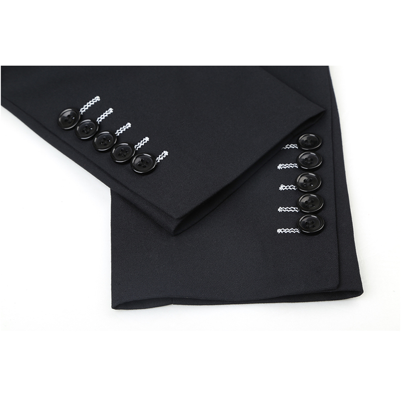 Shenrun Men Suits Slim Fit New Fashion Suit Double Breasted Peak Lapel Navy Blue Black Wedding Groom Party Prom Skinny Costume 200922