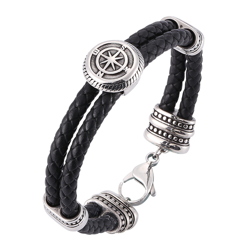 Trendy Men Jewelry Black Double Layer Leather Bracelet Stainless Steel Punk Charm Simple Bracelet SP0172
Trendy Men Jewelry Black Double Layer Leather Bracelet Stainless Steel Punk Charm Simple Bracelet SP0172