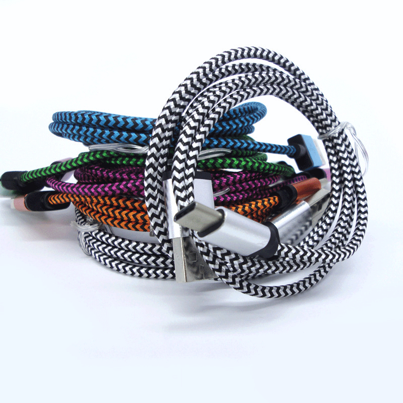 USB Cable Fabric Braid Sync Data For Type C Charging Charger Cable Mirco USB Cable for Universal Cellphones without Package