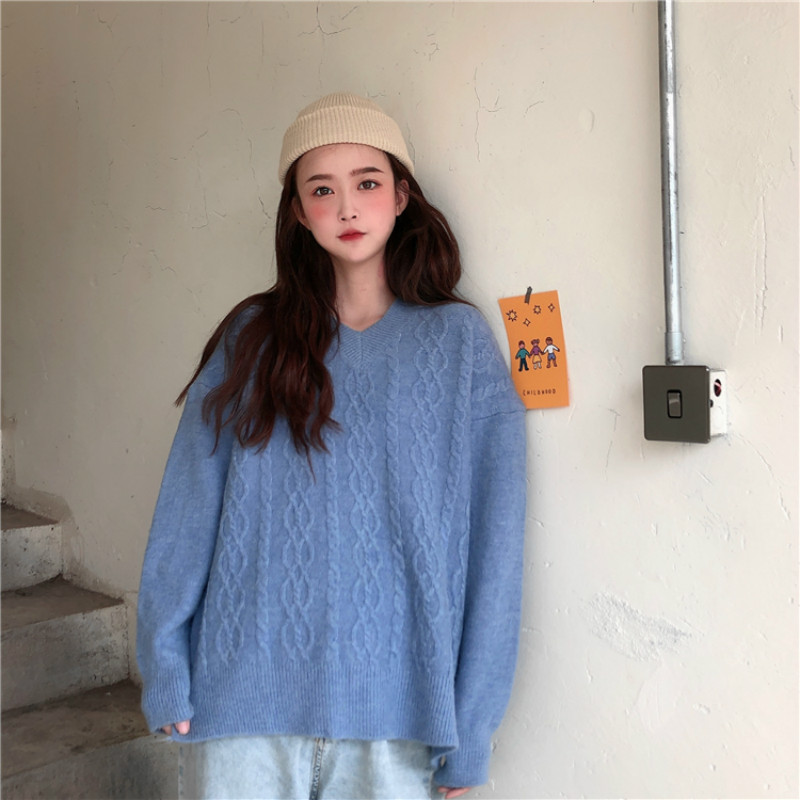 Autumn Winter Women Cotton Sweaters 2020 Casual Fashion Loose Harajuku V-neck Twist Knitted Sweater Korean Chic Tops Pullovers, Black
Autumn Winter Women Cotton Sweaters 2020 Casual Fashion Loose Harajuku V-neck Twist Knitted Sweater Korean Chic Tops Pullovers, Black