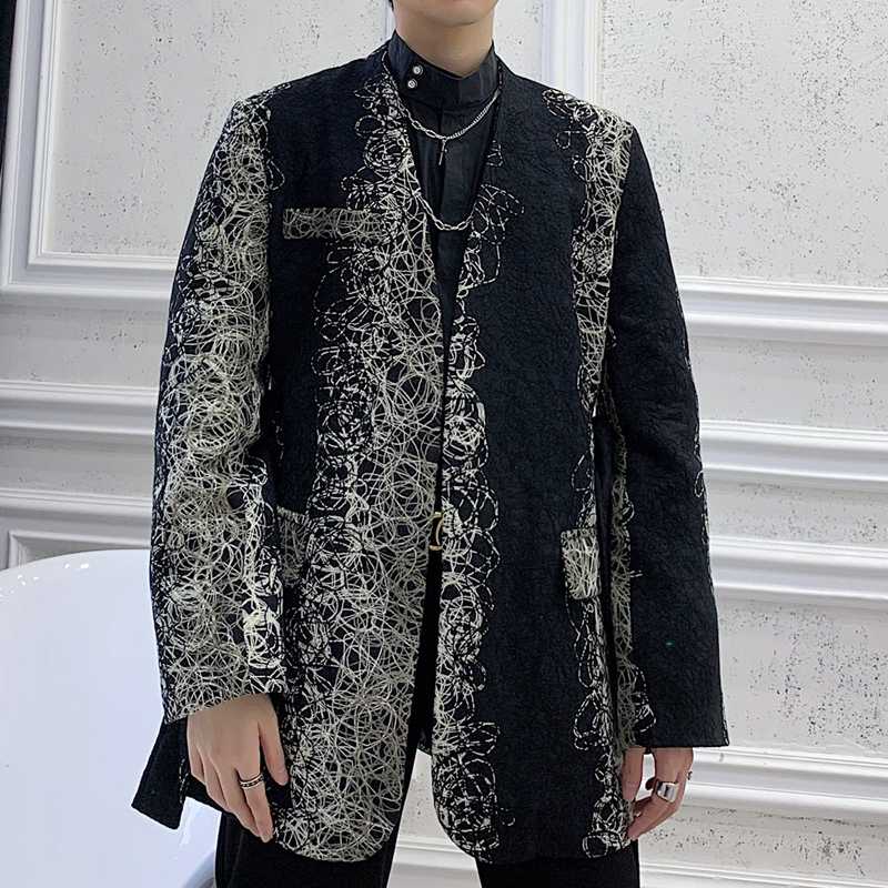 Pattern Men Vintage Print Fashion Slim Fit Long Blazer Jacket Male Hip Hop Dancer Singer DJ Suit Coat Outerwear Stage Clothes, Flowercolour
Pattern Men Vintage Print Fashion Slim Fit Long Blazer Jacket Male Hip Hop Dancer Singer DJ Suit Coat Outerwear Stage Clothes, Flowercolour