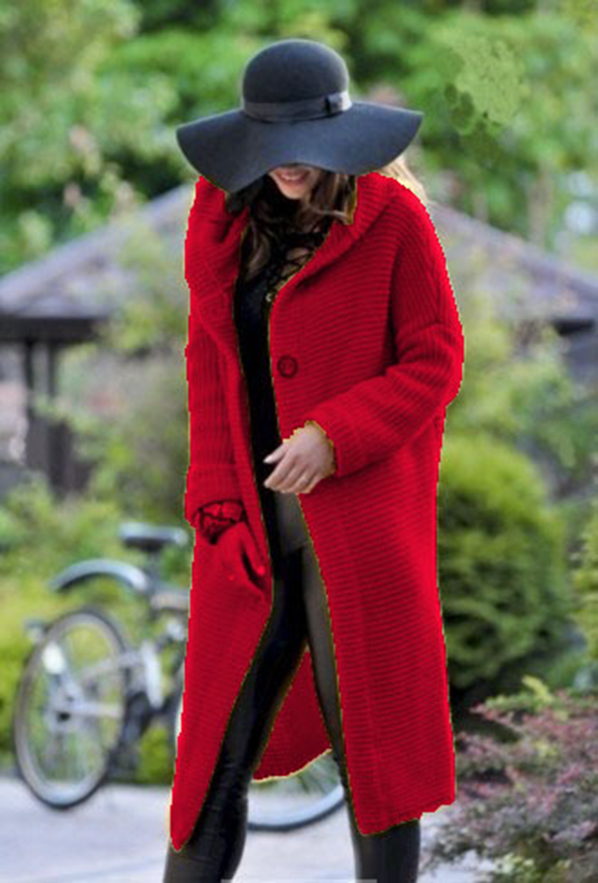 Coats European autumn winter sweater solid color hooded long versatile jacket S M L XL XXL XXXL support mixed batch