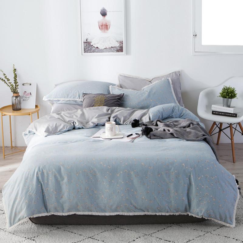 Blue Greyish 100%Cotton Tassels Edge Bedding set Queen King size Bed set Ultra Soft Breathable Duvet Cover Bed sheet, Color 4
Blue Greyish 100%Cotton Tassels Edge Bedding set Queen King size Bed set Ultra Soft Breathable Duvet Cover Bed sheet, Color 4