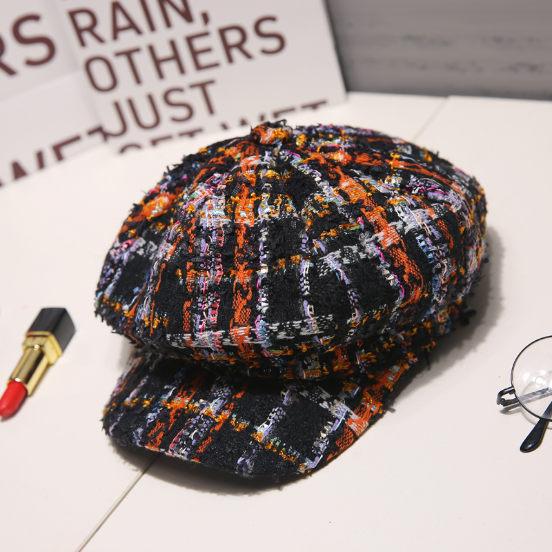 All-in-one Beret's England black painter's hat, women's day, eight-angle cap, White 
All-in-one Beret's England black painter's hat, women's day, eight-angle cap, White