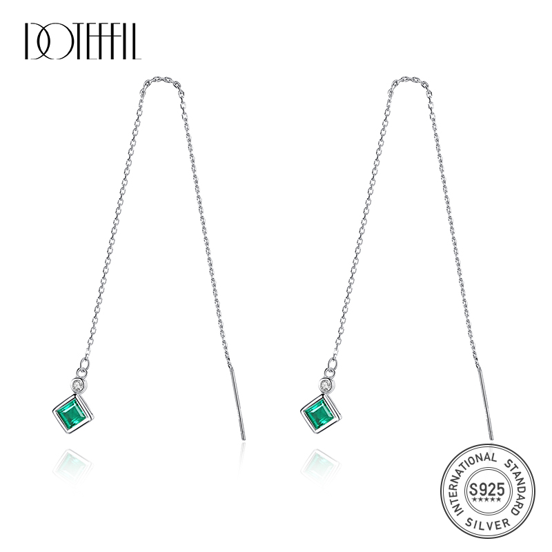 DOTEFFIL Pure 925 Solid Silver Long Link Chain Dangle Earrings Fascinating 4mm Square Stone Boucles D'Oreilles Pour Les Femmes
DOTEFFIL Pure 925 Solid Silver Long Link Chain Dangle Earrings Fascinating 4mm Square Stone Boucles D'Oreilles Pour Les Femmes