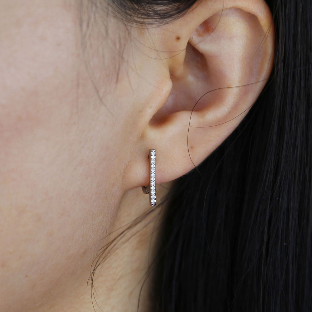 2024 Geometric CZ bar Mini Circle hoop earring for women girl multi piercing hole simple fashion earrings Christmas geometric jewelry gifts