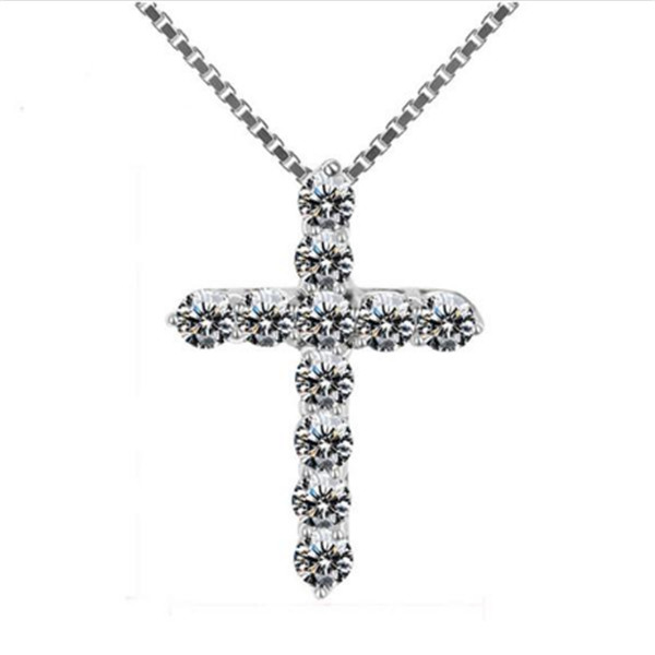 xury Cubic Zircon Pendant Necklace 925 Sterling Silver Christian Jesus Jewelry For Women Gift a036