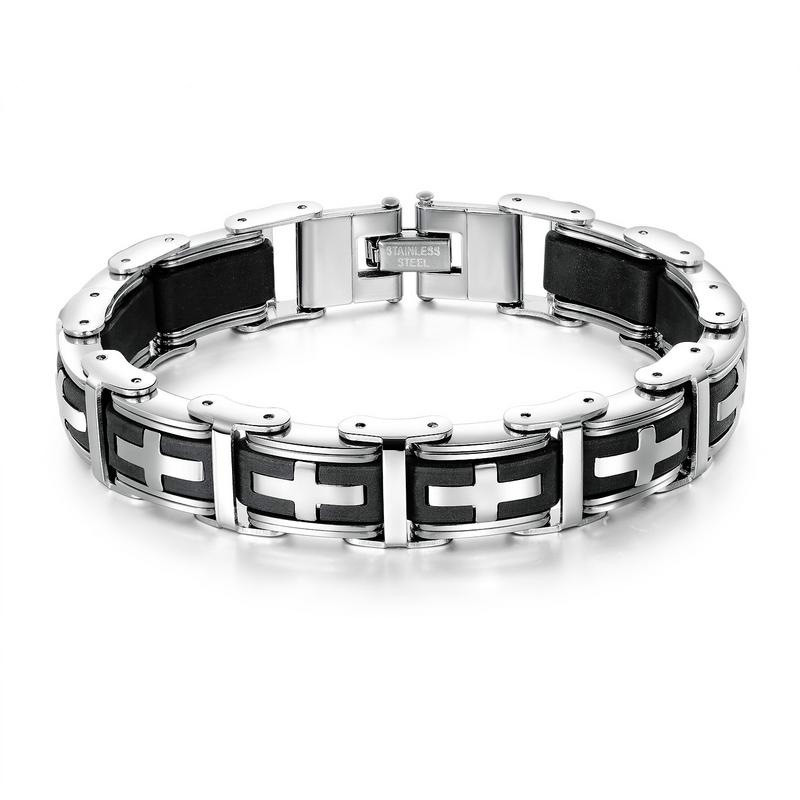 Bracelet Personality Creative Jewelry Men's Classic Cross Stainless Steel Silicone Festival Gift Simple and Elegant Wrist Strap
Bracelet Personality Creative Jewelry Men's Classic Cross Stainless Steel Silicone Festival Gift Simple and Elegant Wrist Strap