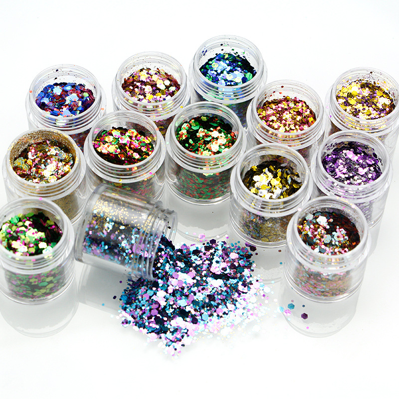 1 Box (10ML, 12 colors )glitter mix for nail art, nail gel, acrylic, UV resin, diy glitter make up,polyester glitter mix
1 Box (10ML, 12 colors )glitter mix for nail art, nail gel, acrylic, UV resin, diy glitter make up,polyester glitter mix