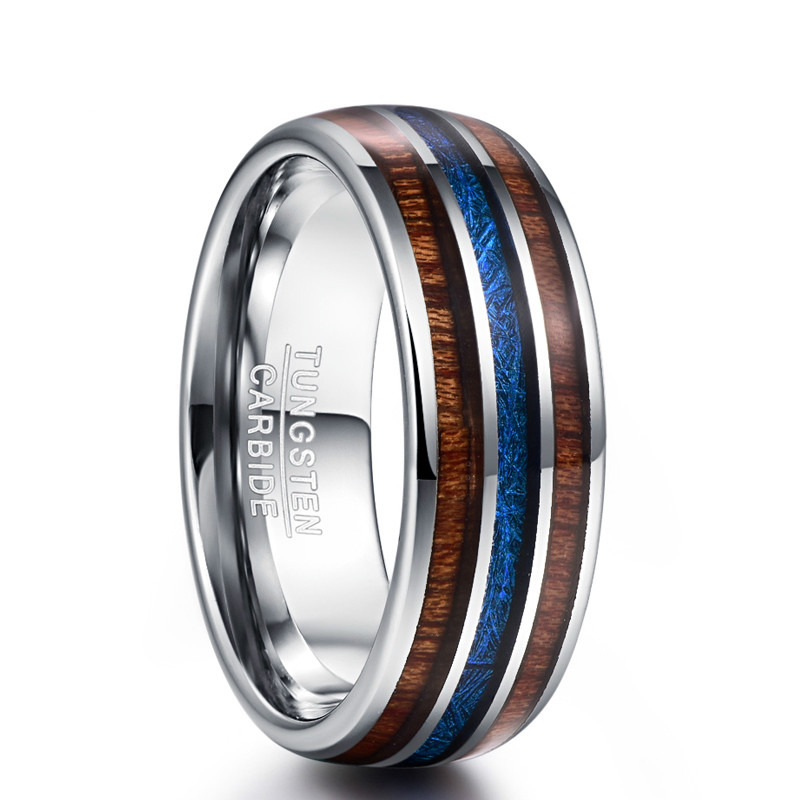 New High Polished 8MM Hawaiian Koa Wood Men Ring Wedding Bands Blue Imitation Vermiculite 100% Tungsten Carbide Ring Jewelry
New High Polished 8MM Hawaiian Koa Wood Men Ring Wedding Bands Blue Imitation Vermiculite 100% Tungsten Carbide Ring Jewelry