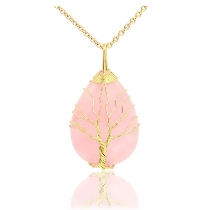 Light Yellow Gold Color Wire Wrap Rose Pink Quartz Pendant Water Drop Necklace Opalite Opal Jewelry
Light Yellow Gold Color Wire Wrap Rose Pink Quartz Pendant Water Drop Necklace Opalite Opal Jewelry