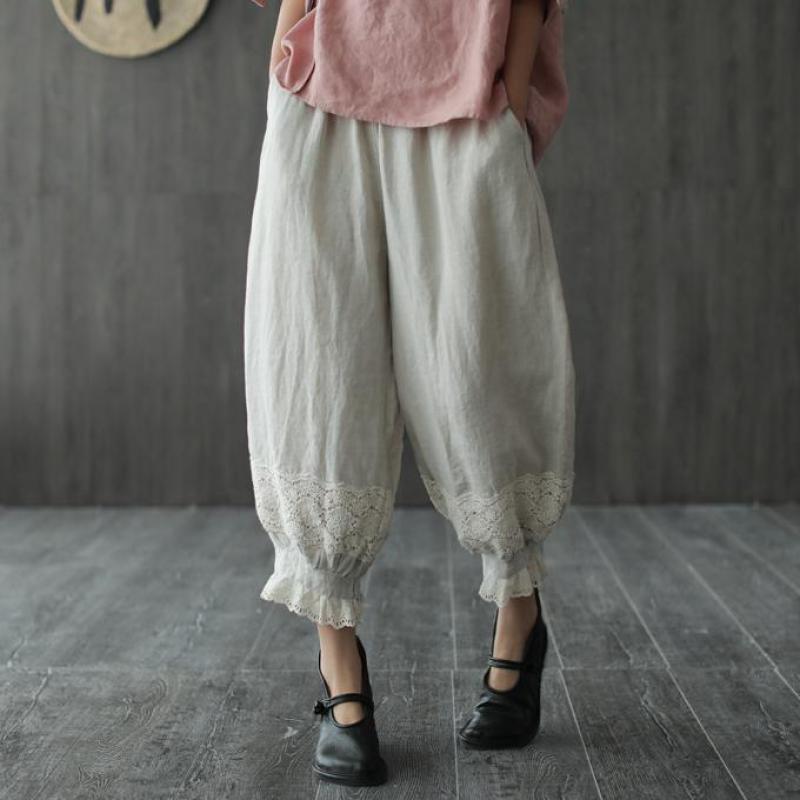 Johnature Retro Patchwork Lace Elastic Waist Harem Pants 2020 Summer New Cotton Linen 4 Color All-match Women Calf-length Pants, Beige
Johnature Retro Patchwork Lace Elastic Waist Harem Pants 2020 Summer New Cotton Linen 4 Color All-match Women Calf-length Pants, Beige