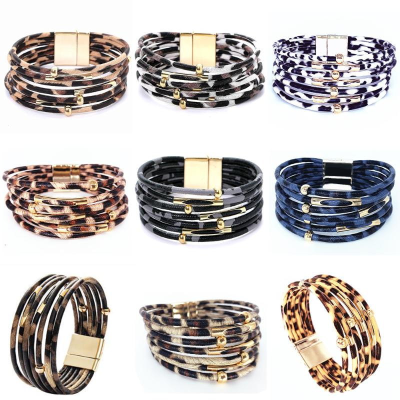 9 Colors Leather Bracelets For Women Accessories Magnet Buckle Boho Multi Layer Leopard Wrap Bracelet Femme Jewelry Gift 2020
9 Colors Leather Bracelets For Women Accessories Magnet Buckle Boho Multi Layer Leopard Wrap Bracelet Femme Jewelry Gift 2020