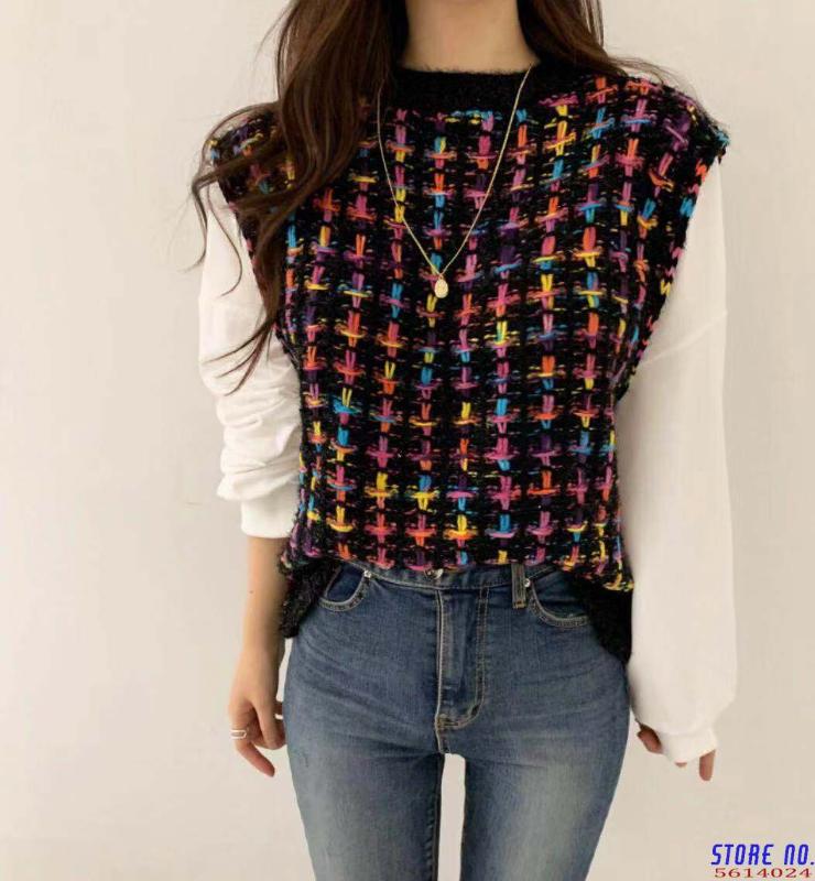 Tweed Fake Two Pieces Women Sweater Puff Long Sleeve Patchwork Knitted Tops 2020 Korean O Neck Pullover Knitwear 4A578, Black
Tweed Fake Two Pieces Women Sweater Puff Long Sleeve Patchwork Knitted Tops 2020 Korean O Neck Pullover Knitwear 4A578, Black