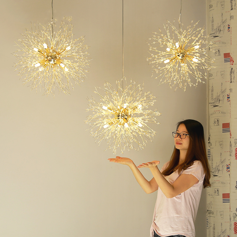 Dandelion Chandelier Crystal Chandelier Lighting LED Hanging Round Creative Crystal Beads pendant lights for Dining Room Living Room