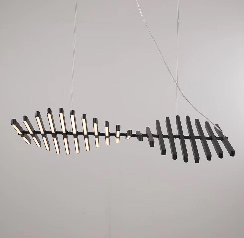 Nordic Living Room Lamp LED Chandelier lighting Fishbone Designer Dining Hanging Lights Modern Novelty Office Loft Restaurant Decor Ceiling Pendant Lamp