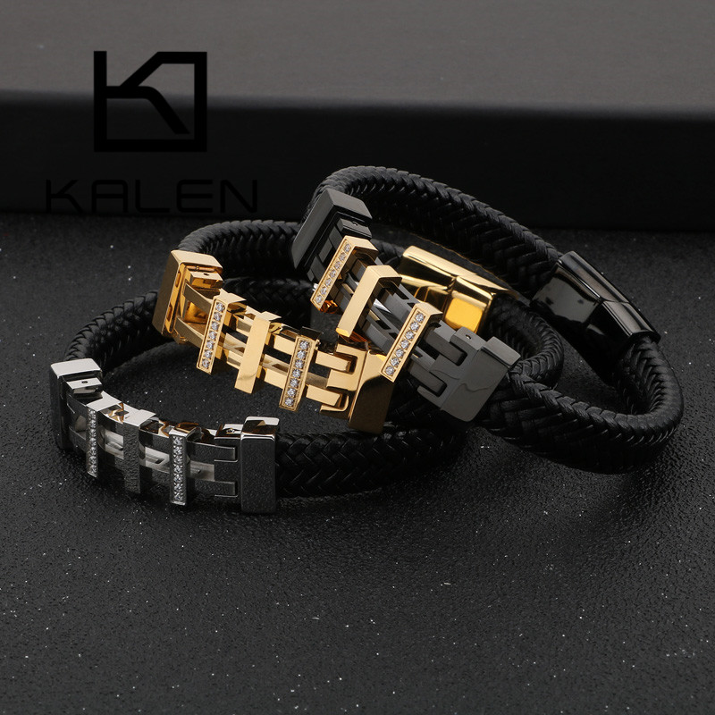 KALNE Square Bracelets Mens Gold/Color/Black Stainless Steel Zircon Cowhide Leather Magnet Clasp Bangles For Hip Hop Men
KALNE Square Bracelets Mens Gold/Color/Black Stainless Steel Zircon Cowhide Leather Magnet Clasp Bangles For Hip Hop Men