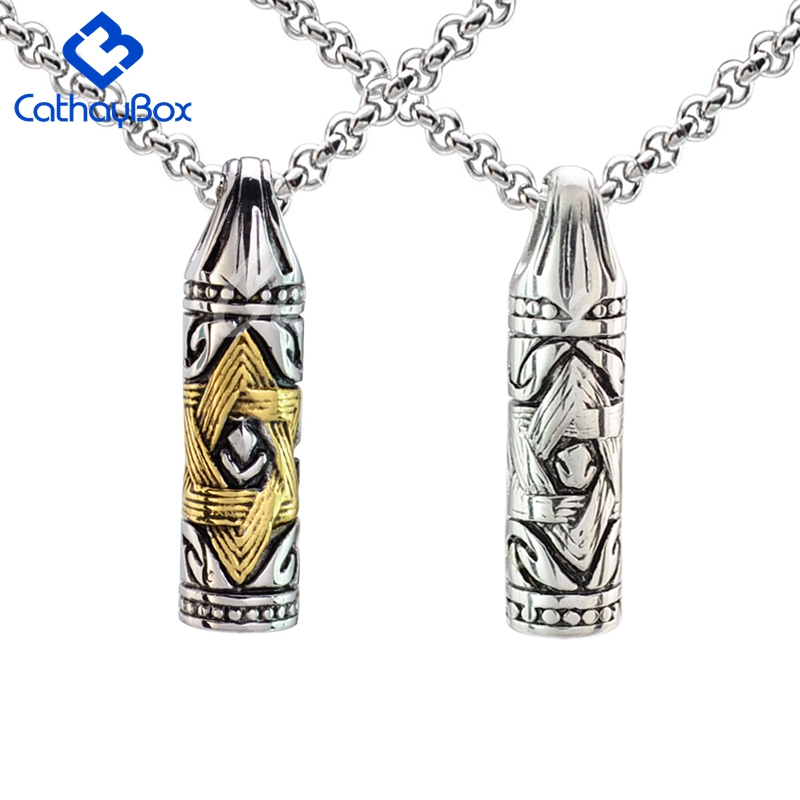 Pendant Necklaces Gold 316L Stainless Steel Jewish Star Of David Hexagram Cylinder Necklace SS Chain
Pendant Necklaces Gold 316L Stainless Steel Jewish Star Of David Hexagram Cylinder Necklace SS Chain
