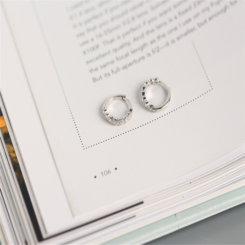 Sterling Silver Earrings For Women Girls Wedding Earring 925 Silver Micro CZ Zircon Circle Earring Hoop Jewelry