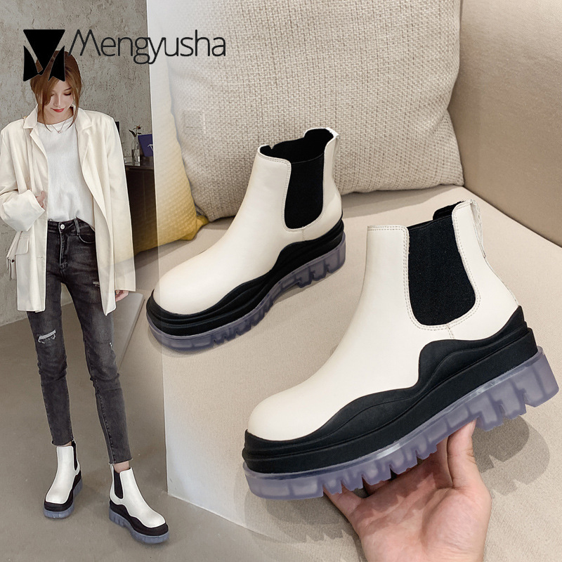 Wave colors block platform boots women elastic fabric slip on short botas soft pu leather shoes woman muffins stovepipe botines, Black
Wave colors block platform boots women elastic fabric slip on short botas soft pu leather shoes woman muffins stovepipe botines, Black