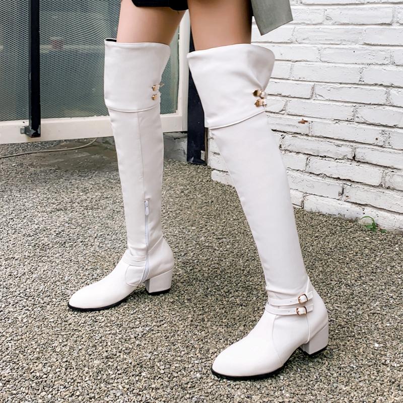 DORATASIA Female Buckle Black Classic High Hees Knee High Boots Square Heel Office Casual Boots Women Fashion Shoes Woman, White
DORATASIA Female Buckle Black Classic High Hees Knee High Boots Square Heel Office Casual Boots Women Fashion Shoes Woman, White