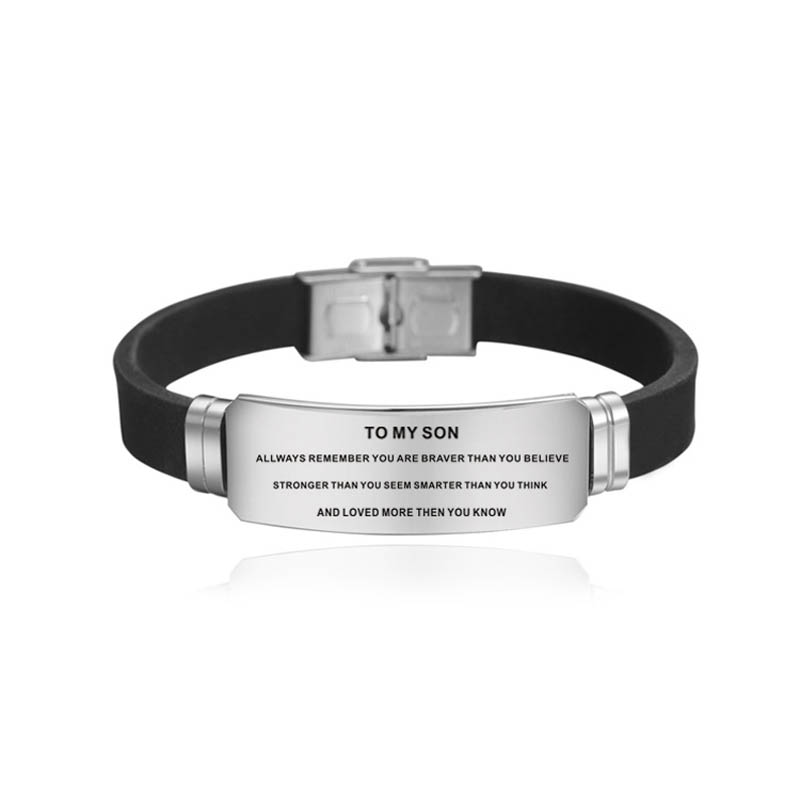 Silicone Bracelet for Men Boy Adjustable Length Bangle Engraved TO MY SON Never Forget That I LOVE YOU from Mom Dad Courage
Silicone Bracelet for Men Boy Adjustable Length Bangle Engraved TO MY SON Never Forget That I LOVE YOU from Mom Dad Courage