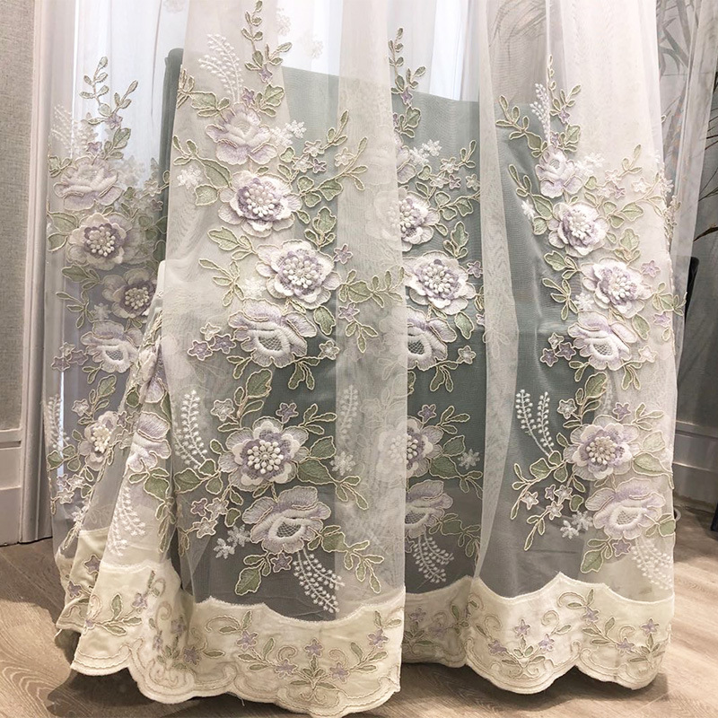 European high-end luxury window screen embossed rope embroidery flower tulle curtain for living room bedroom beige sheer ZH400X
European high-end luxury window screen embossed rope embroidery flower tulle curtain for living room bedroom beige sheer ZH400X