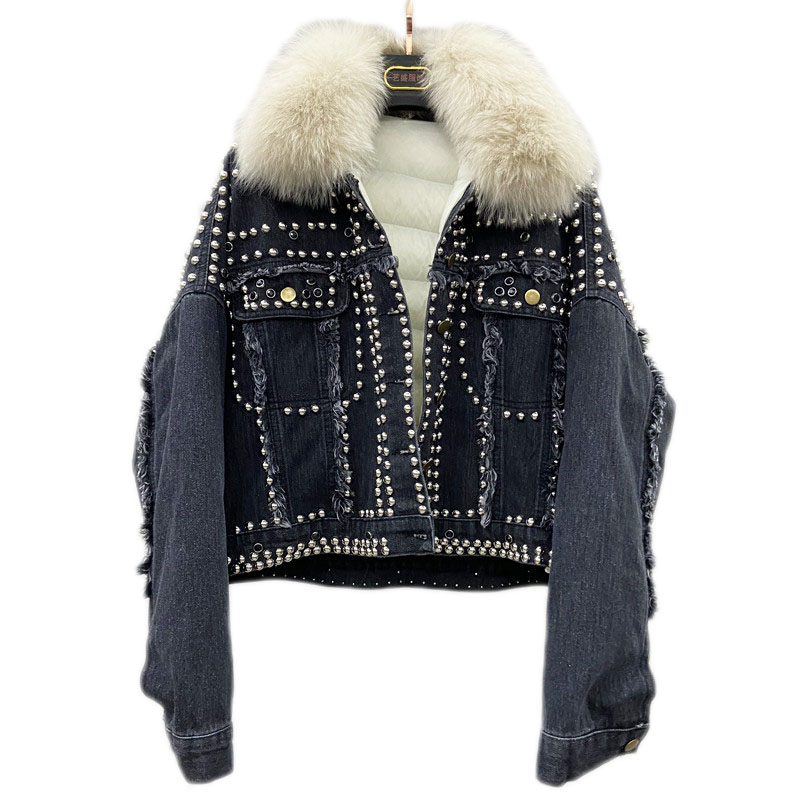 2020 New Winter Thick Denm Short Jacket Women Real Fur Collar Loose Rivet Duck Down Coat Female Student Jackets NS2240, Blue
2020 New Winter Thick Denm Short Jacket Women Real Fur Collar Loose Rivet Duck Down Coat Female Student Jackets NS2240, Blue