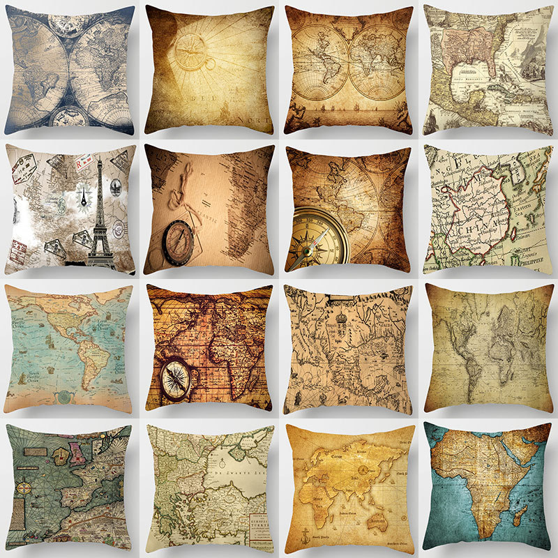 

18 inches Watercolor Vintage Style Cushion Cover Pattern 45*45cm Square Throw Pillows Covers Car Sofa Home Pillow Case