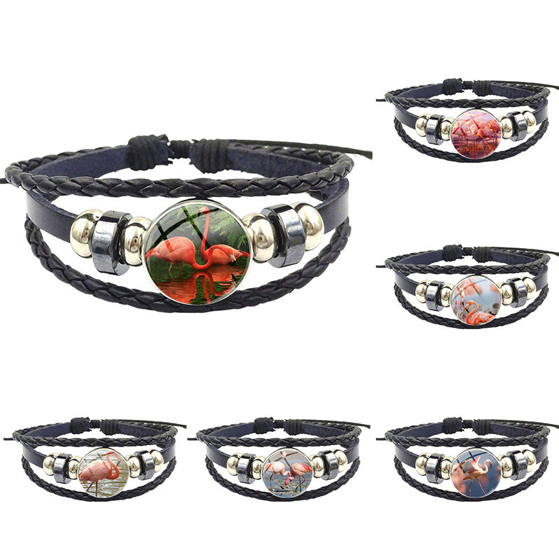 Glass Cabochon Round Black Leather Bracelet Bangle Jewelry Gifts For Women Men Party Pink Flamingo Bird
Glass Cabochon Round Black Leather Bracelet Bangle Jewelry Gifts For Women Men Party Pink Flamingo Bird