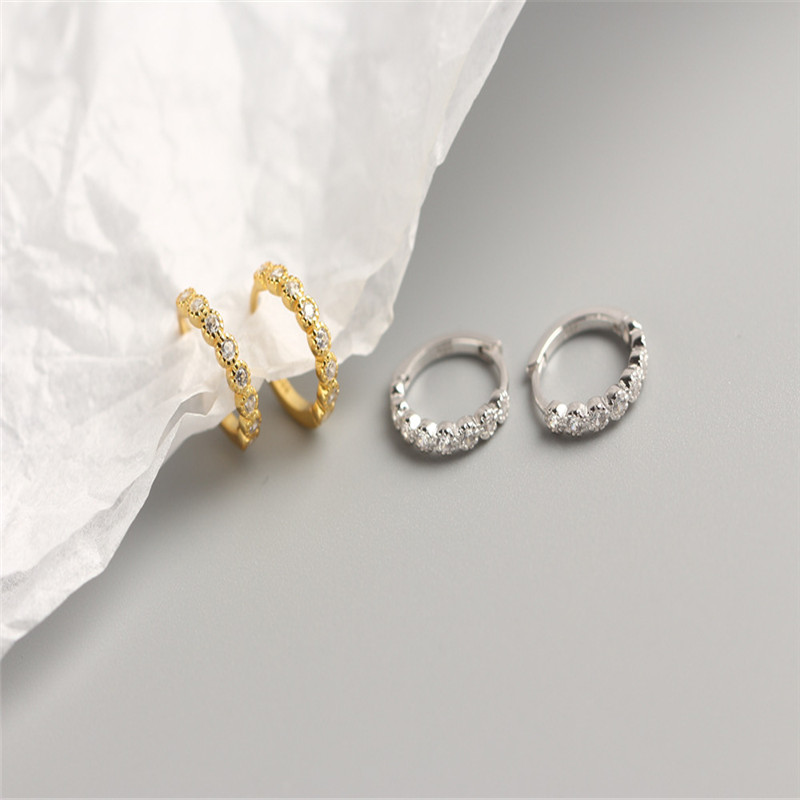 Sterling Silver Earrings For Women Girls Wedding Earring 925 Silver Micro CZ Zircon Circle Earring Hoop Jewelry
