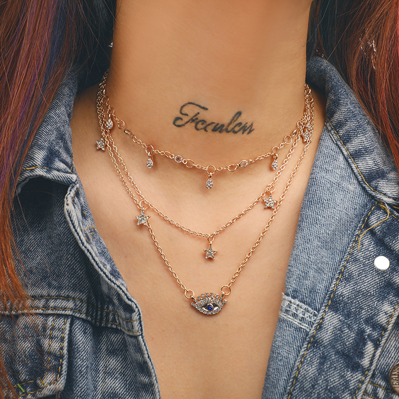 New Necklace Bohemian Five-pointed Star Eye Pendant Multilayer Necklace Set Ladies Necklaces Necklaces Modern Ladies Jewelry
New Necklace Bohemian Five-pointed Star Eye Pendant Multilayer Necklace Set Ladies Necklaces Necklaces Modern Ladies Jewelry