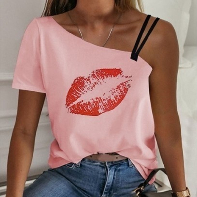 Red Lips Print T Shirt Sexy Mature Breathable Streetwear All-Match 2020 New Summer Fashion Tops Irregular Off Shoulder T-Shirts, Black
Red Lips Print T Shirt Sexy Mature Breathable Streetwear All-Match 2020 New Summer Fashion Tops Irregular Off Shoulder T-Shirts, Black