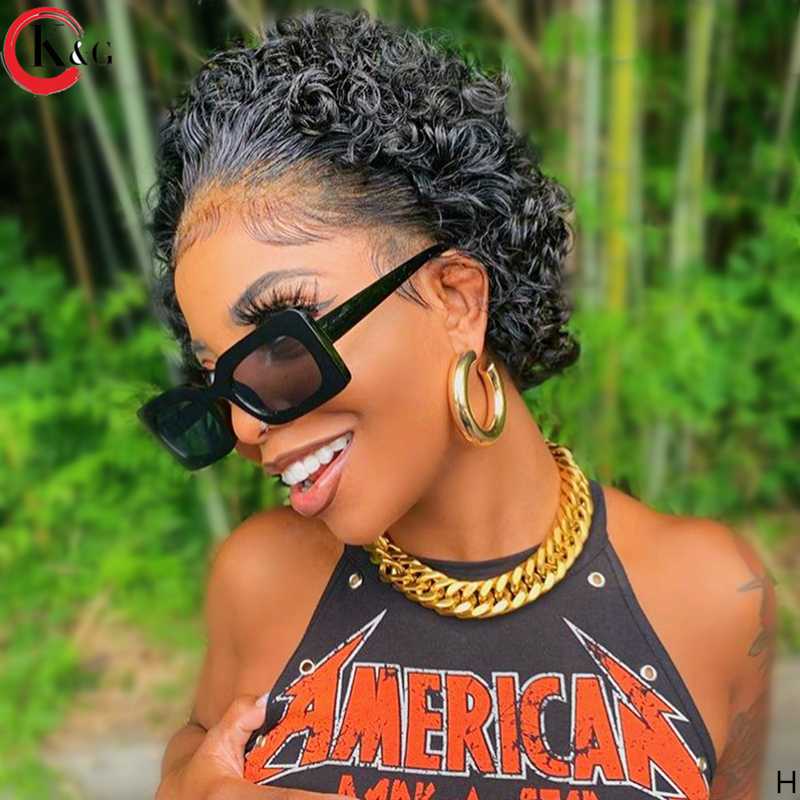 KUNGANG Pixie Cut Wig 13*4 Curly Lace Front Human Hair Wigs Middle Ratio lace wig 150% 180% Density Non-Remy Hair, 4x4
KUNGANG Pixie Cut Wig 13*4 Curly Lace Front Human Hair Wigs Middle Ratio lace wig 150% 180% Density Non-Remy Hair, 4x4