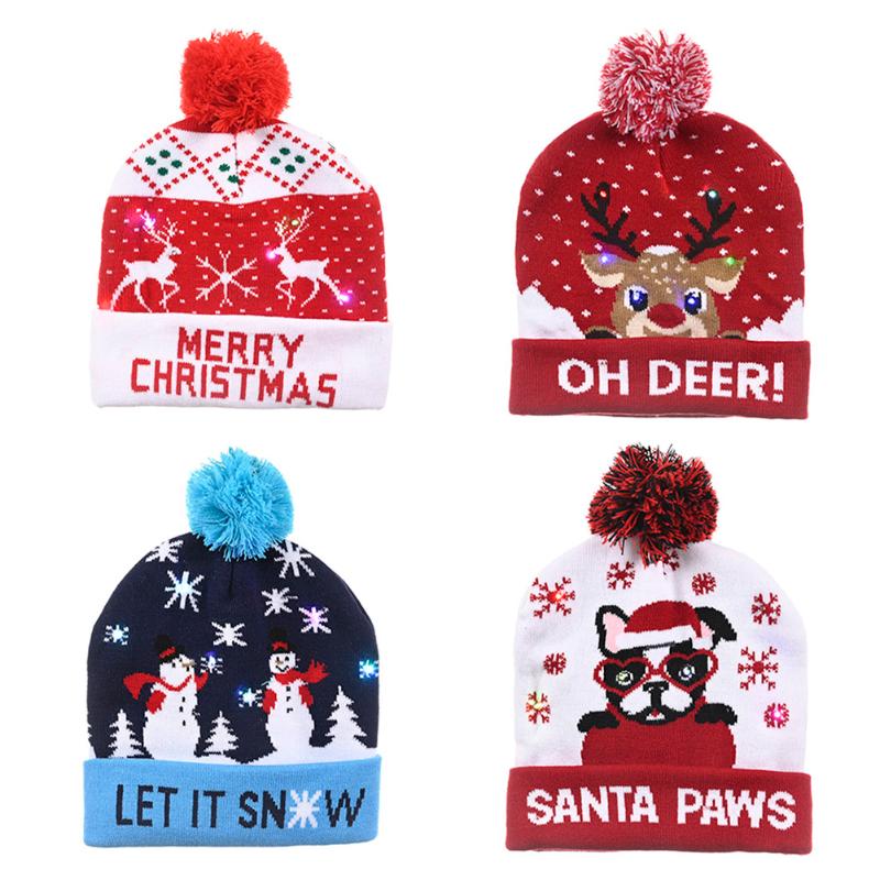 LED Light Christmas Hats Beanie Sweater Knitted Santa Hat for Kids Adult Xmas Party Holiday Props Decoration
LED Light Christmas Hats Beanie Sweater Knitted Santa Hat for Kids Adult Xmas Party Holiday Props Decoration