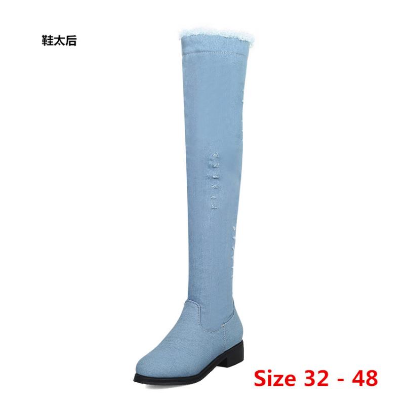 Women Over The Knee Boots Denim Square Med Heels Autumn Winter Woman Shoes Long Boots Small Big Size 32 - 48, Black
Women Over The Knee Boots Denim Square Med Heels Autumn Winter Woman Shoes Long Boots Small Big Size 32 - 48, Black