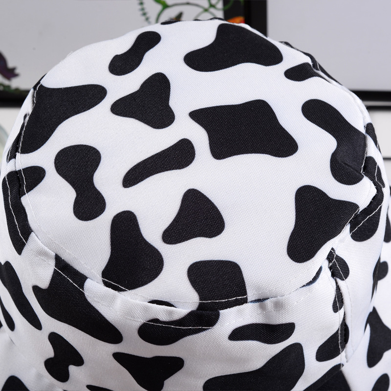 New Fashion Cow Print Hat White Black Bucket Hat Reversible Fisherman Caps Summer Hats For Women Gorras