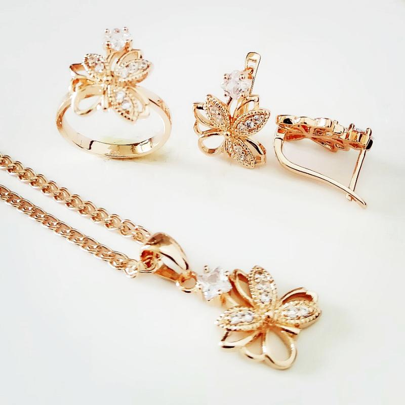 Earrings & Necklace 585 Gold Jewelry Set Fashion Wedding Exquisite Flower Design Earring+Ring+Necklace Sets, As pic
Earrings & Necklace 585 Gold Jewelry Set Fashion Wedding Exquisite Flower Design Earring+Ring+Necklace Sets, As pic