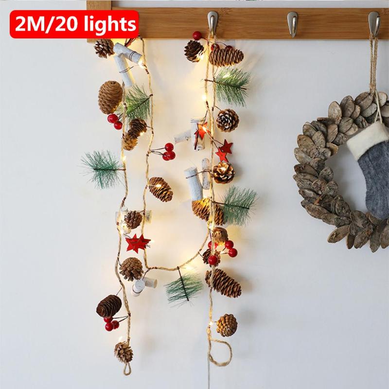 2m 20led Pine Needles Fairy Light Warm White LED Copper Wire String Lights for Christmas Tree Holiday Party Bedroom Decoration